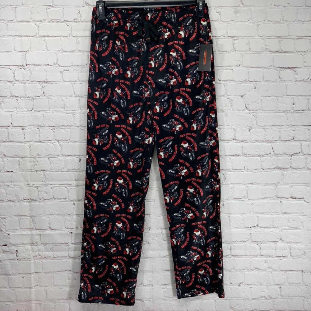 Hawke & Co. Holiday Print Micro Fleece Biker Santa